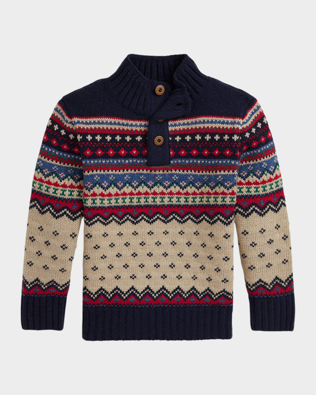 Boy's Nordic-Inspired Pullover Sweater, Size 2-7