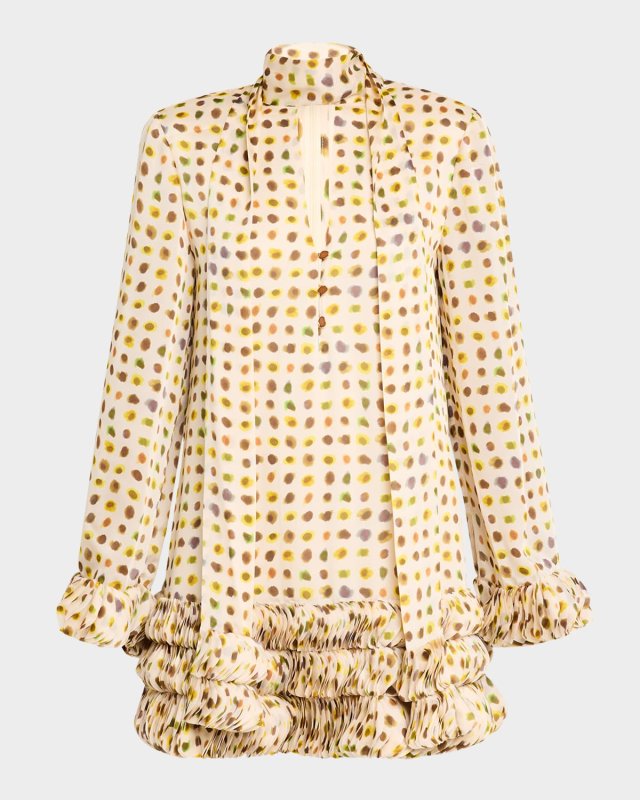 Azira Cutout Polka-Dot Ruffle Mini Dress