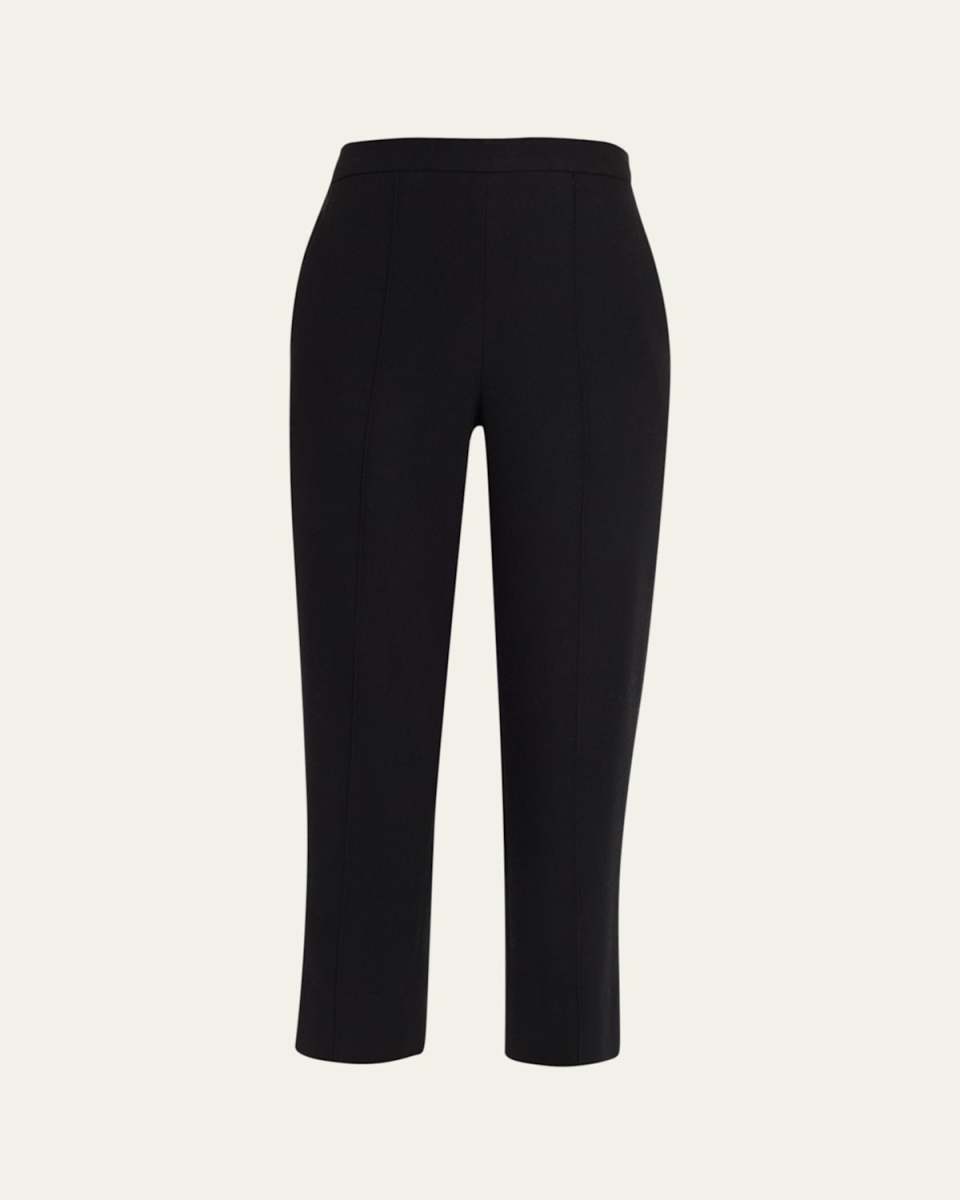 Brushed Wool Mid-Rise Straight-Leg Pull-On Pants
