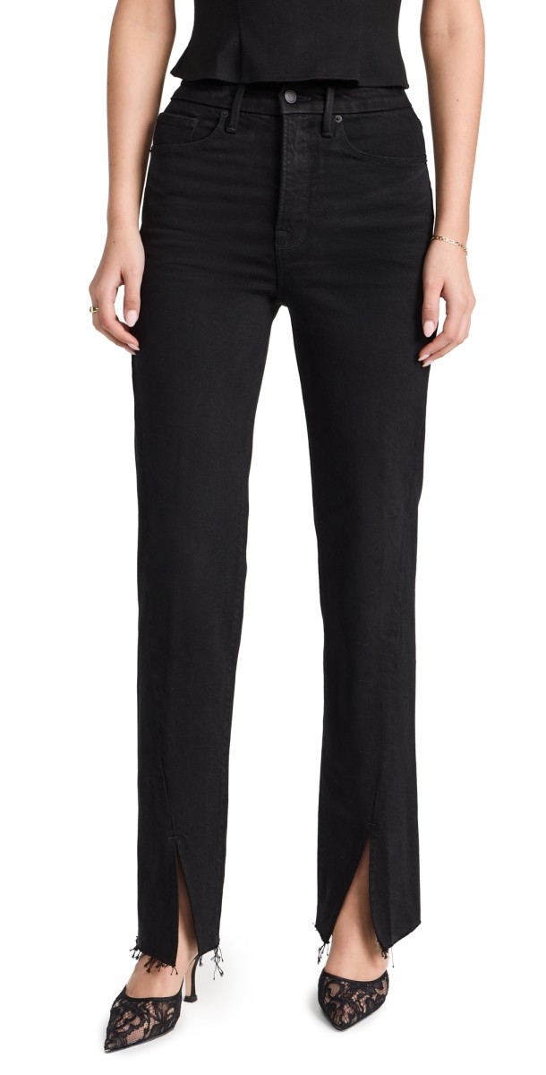 Good American Good Boy Inseam Slit Jeans Black3