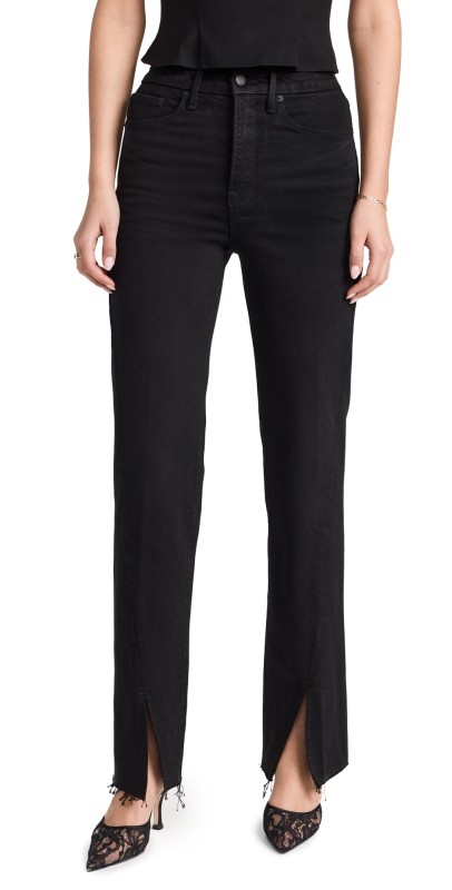 Good American Good Boy Inseam Slit Jeans Black3