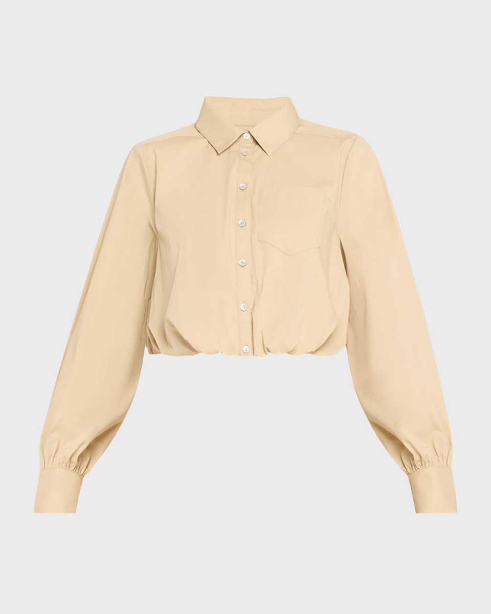 Reema Button-Front Poplin Crop Top