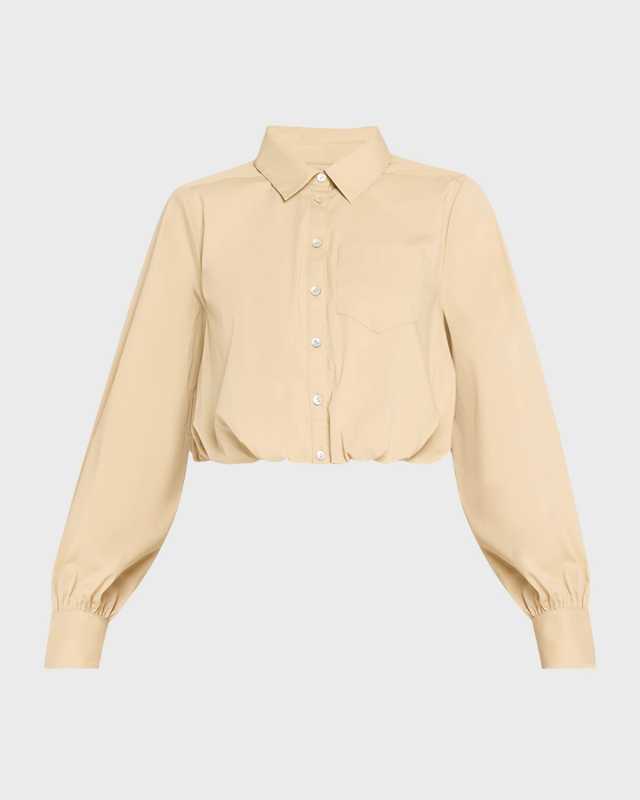 Reema Button-Front Poplin Crop Top