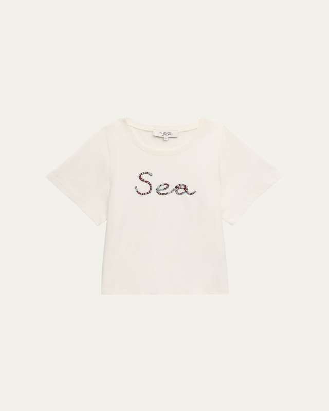 Girl's Sea Embroidery Short-Sleeve T-Shirt, Size 2-14
