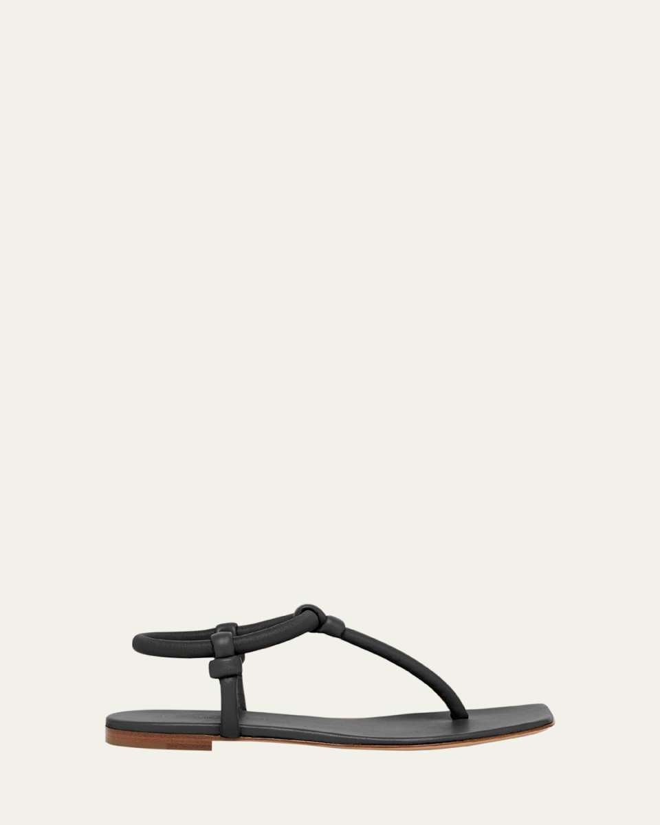 Juno Tubular Leather Thong Sandals