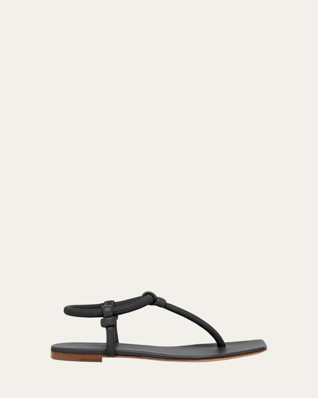 Juno Tubular Leather Thong Sandals