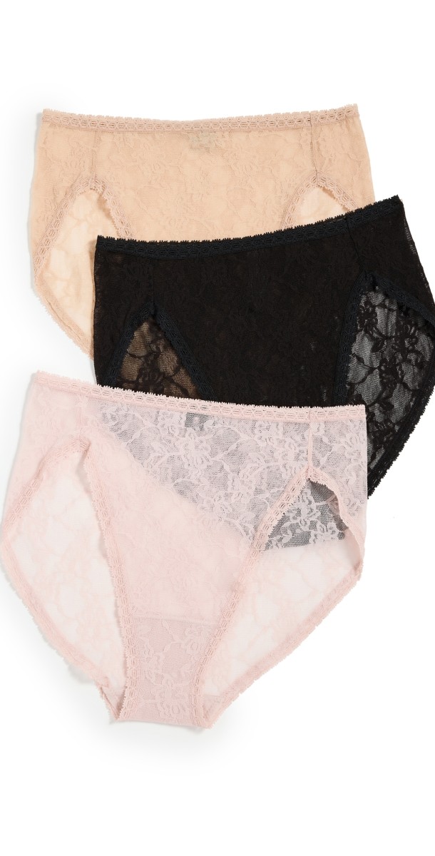 Natori Bliss Allure French Cut 3 Pack Panties Black/Cafe/Rose Beig