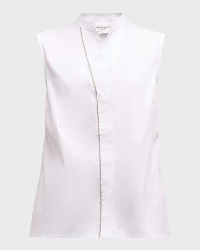 Sleeveless Chain-Trim Top