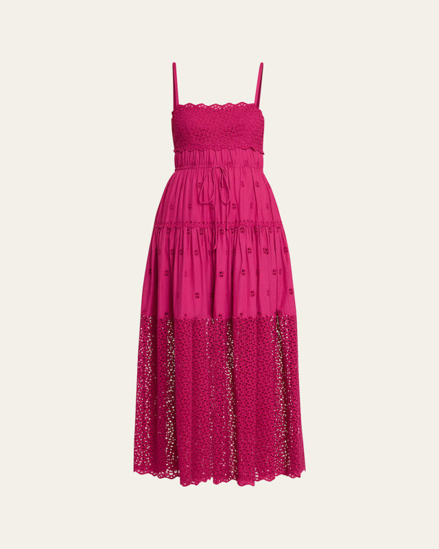 Isadore Eyelet A-Line Maxi Dress
