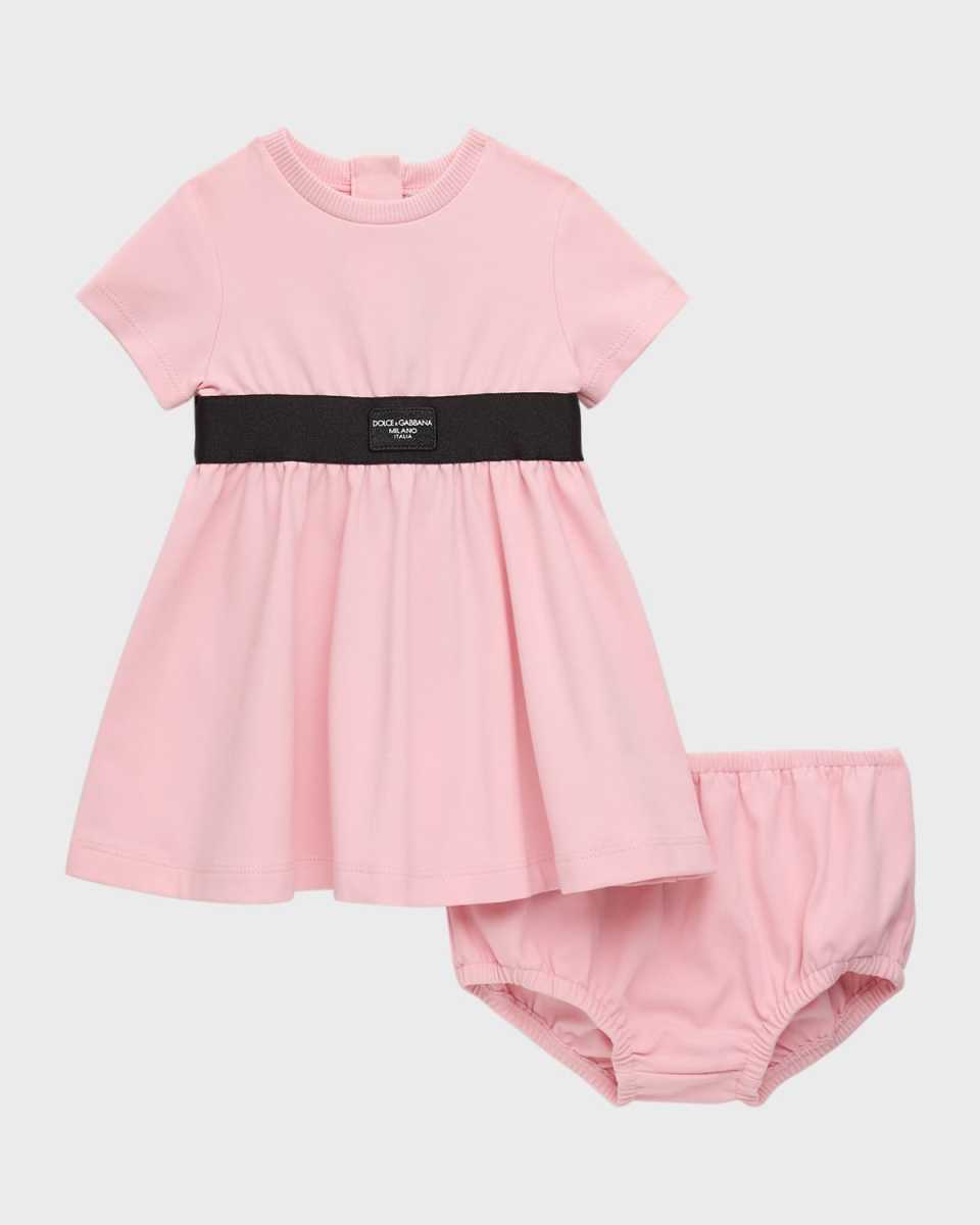 Girl's Logo-Printed Jersey Dress W/ Bloomers, Size 6M-30