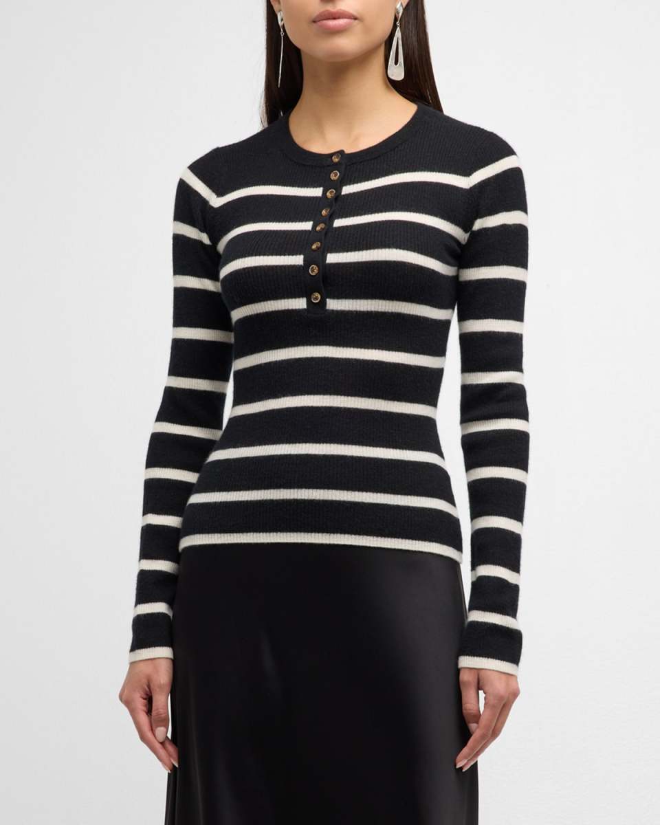 Cashmere Lightweight Striped Henley