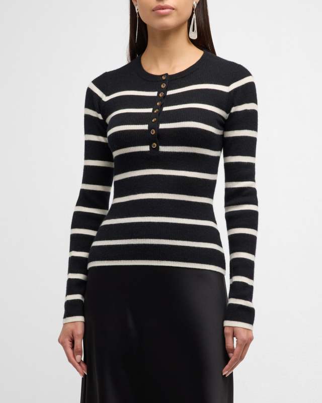 Cashmere Lightweight Striped Henley