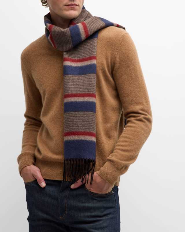 Men's Rascar Silk-Cashmere Stripe Scarf