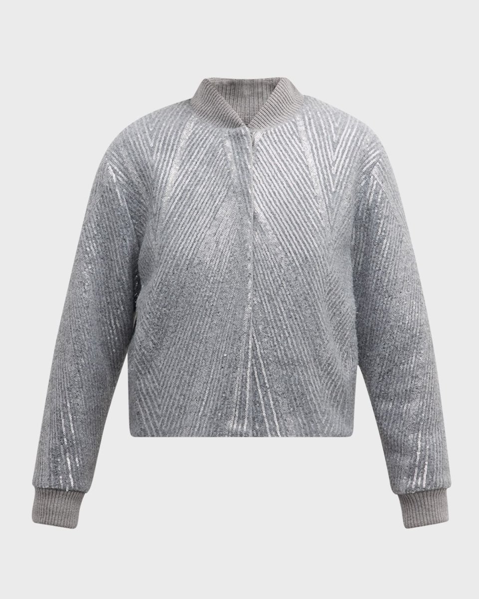 Snap-Front Sequin Jacket