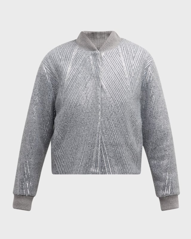 Snap-Front Sequin Jacket