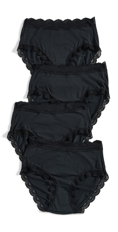 Stripe & Stare High Rise Knicker 4 Pack Black