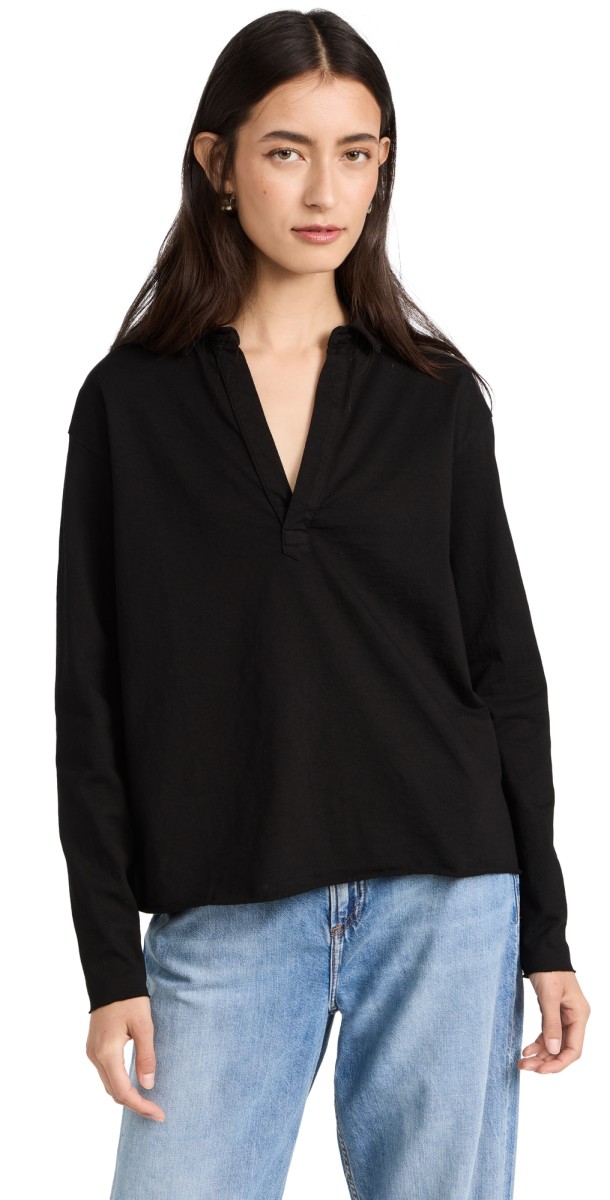 Frank & Eileen Popover Henley Tee Black