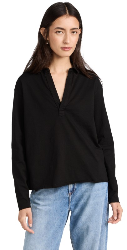 Frank & Eileen Popover Henley Tee Black