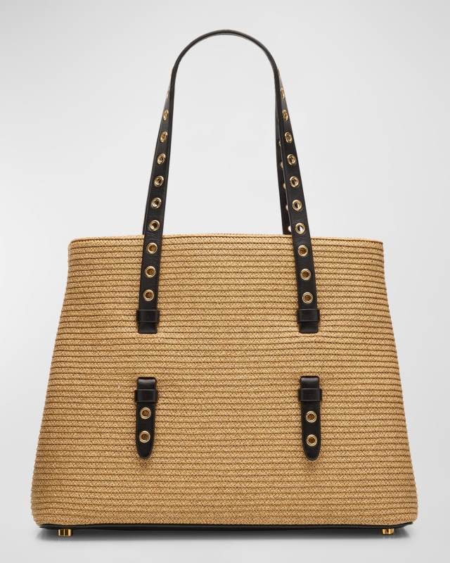 Mina 25 Shoulder Bag in Paper Straw and Leather