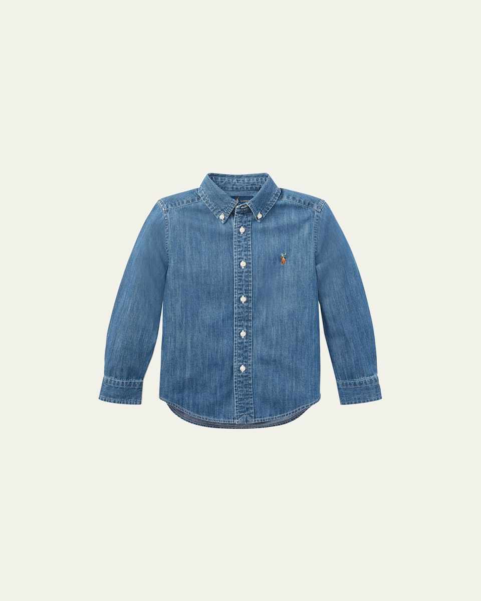 Boy's Woven Chambray Shirt, Size 2-7