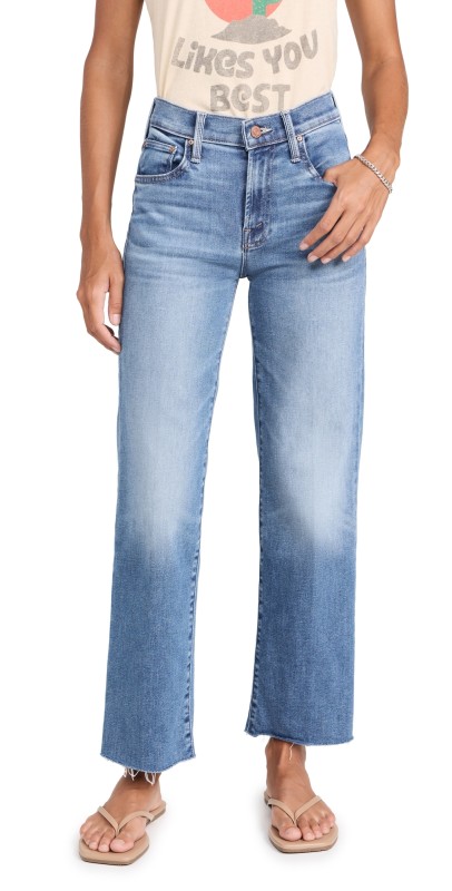 MOTHER Mid Rise Rambler Zip Ankle Fray Jeans Enjoy The Ride