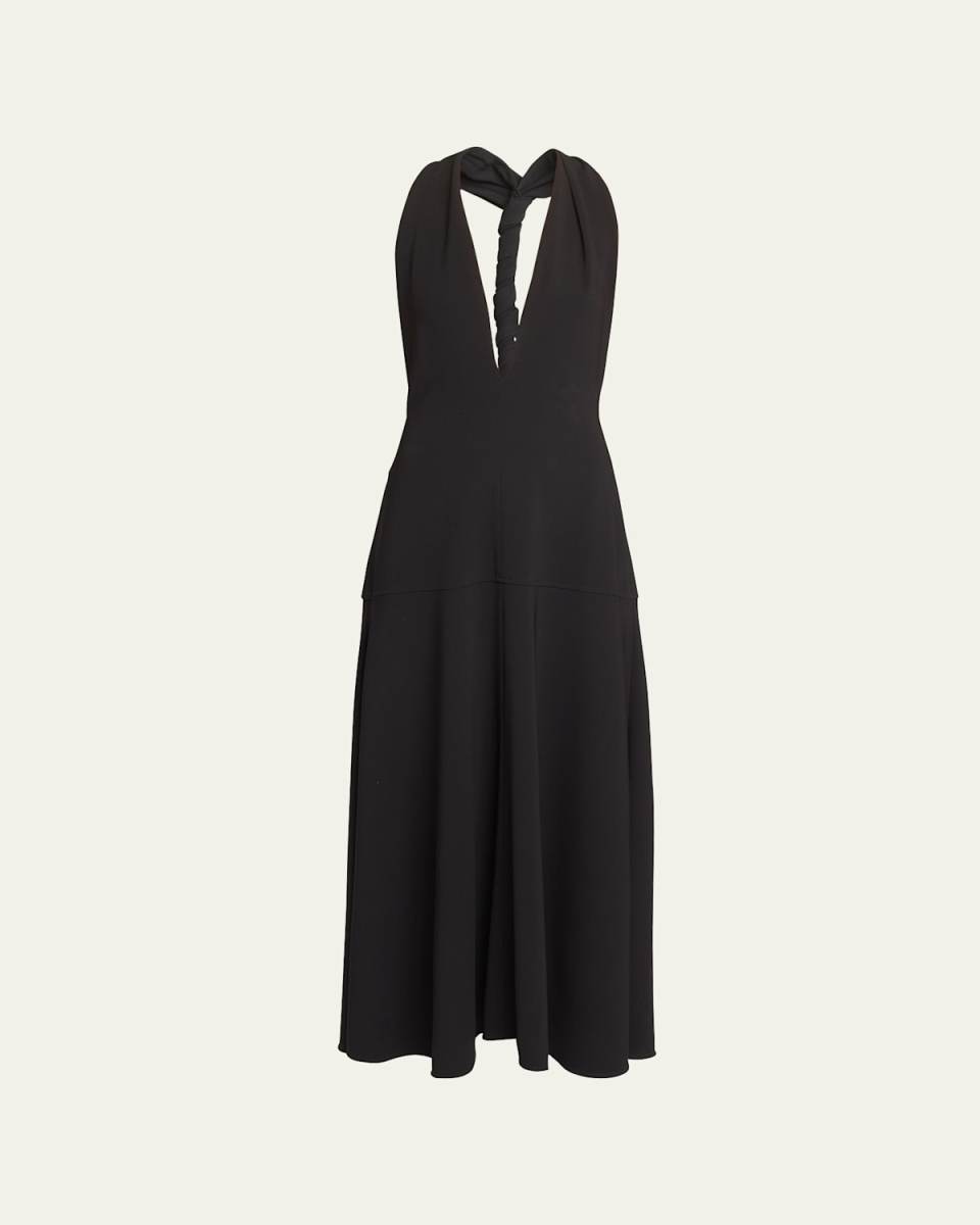 Matte Viscose Crepe Twist-Back Maxi Dress
