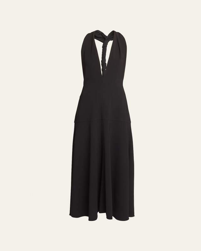 Matte Viscose Crepe Twist-Back Maxi Dress