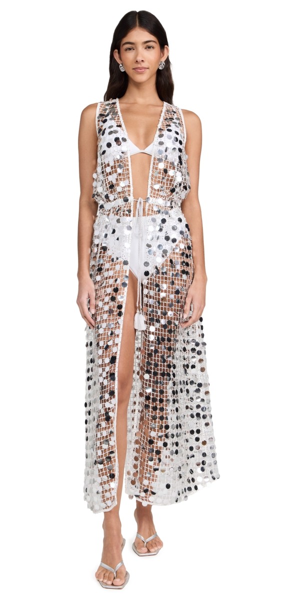 Ramy Brook Michaela Dress Silver Pailette Mesh