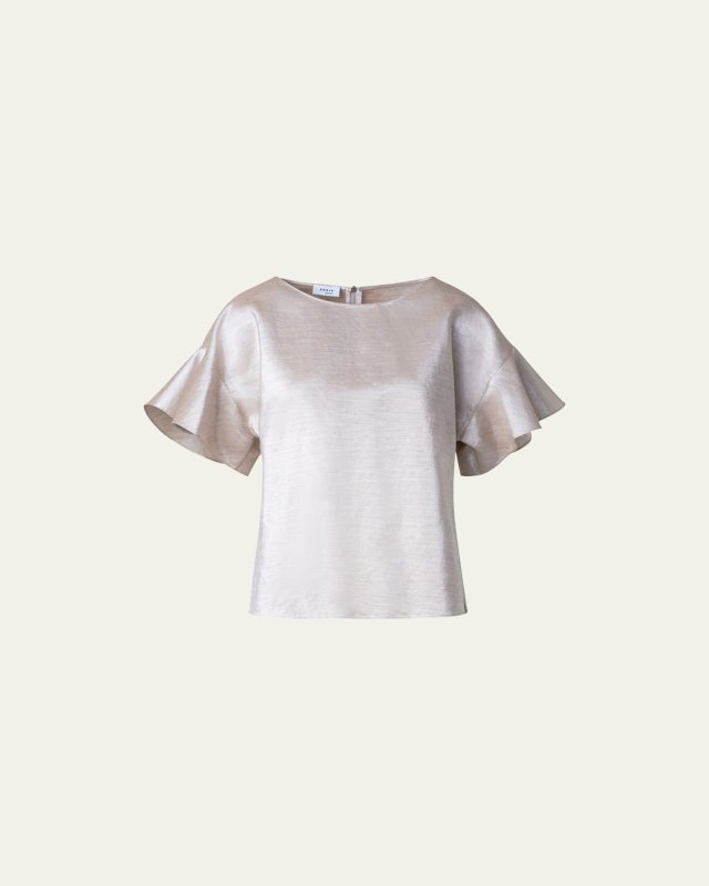 Metallic Linen Canvas Blouse