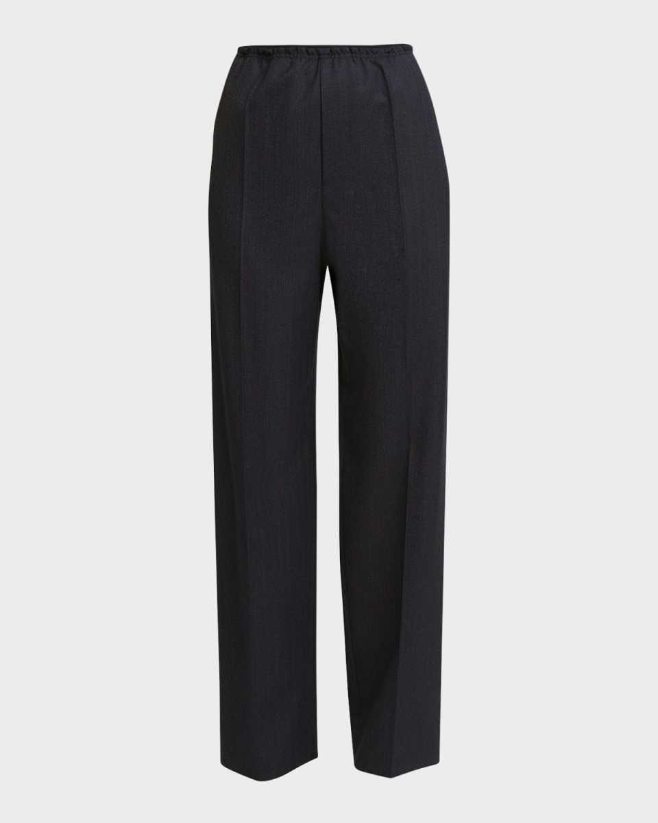 Subtle Striped Straight-Leg Wool Trousers