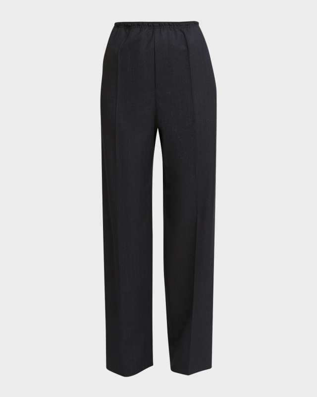 Subtle Striped Straight-Leg Wool Trousers