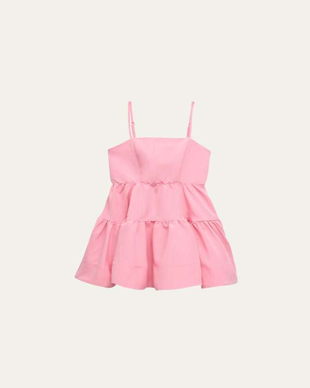 Girl's Charlotte Square-Neck Spaghetti-Strap Mini Dress, Size 4-16