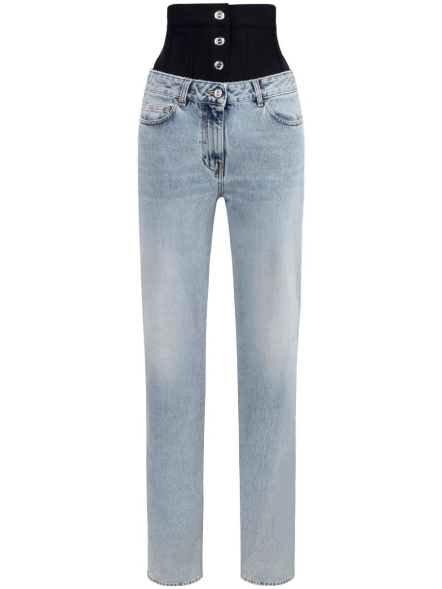 layered straigh-leg jeans
