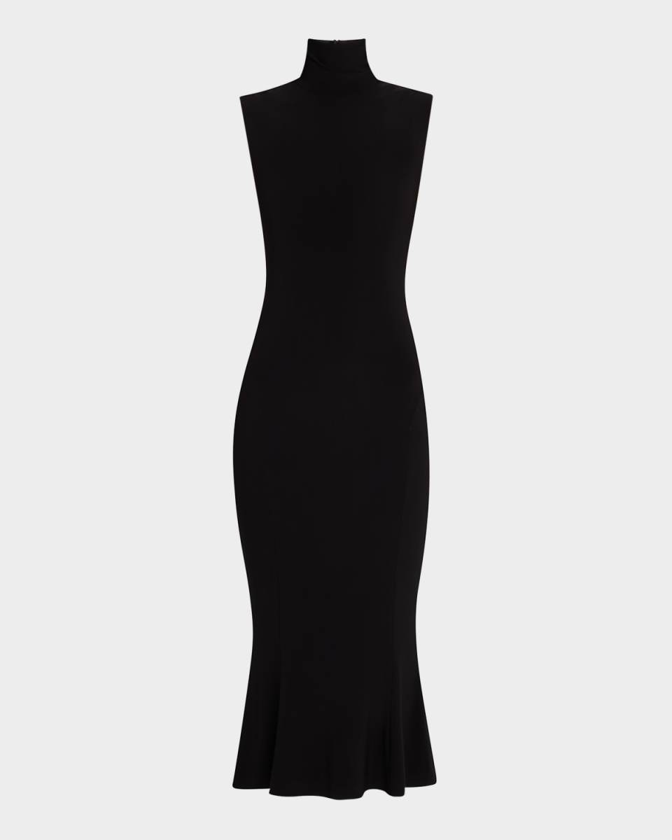 Sleeveless Turtle Mid-Calf Fishtail Dress