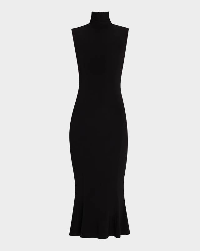 Sleeveless Turtle Mid-Calf Fishtail Dress