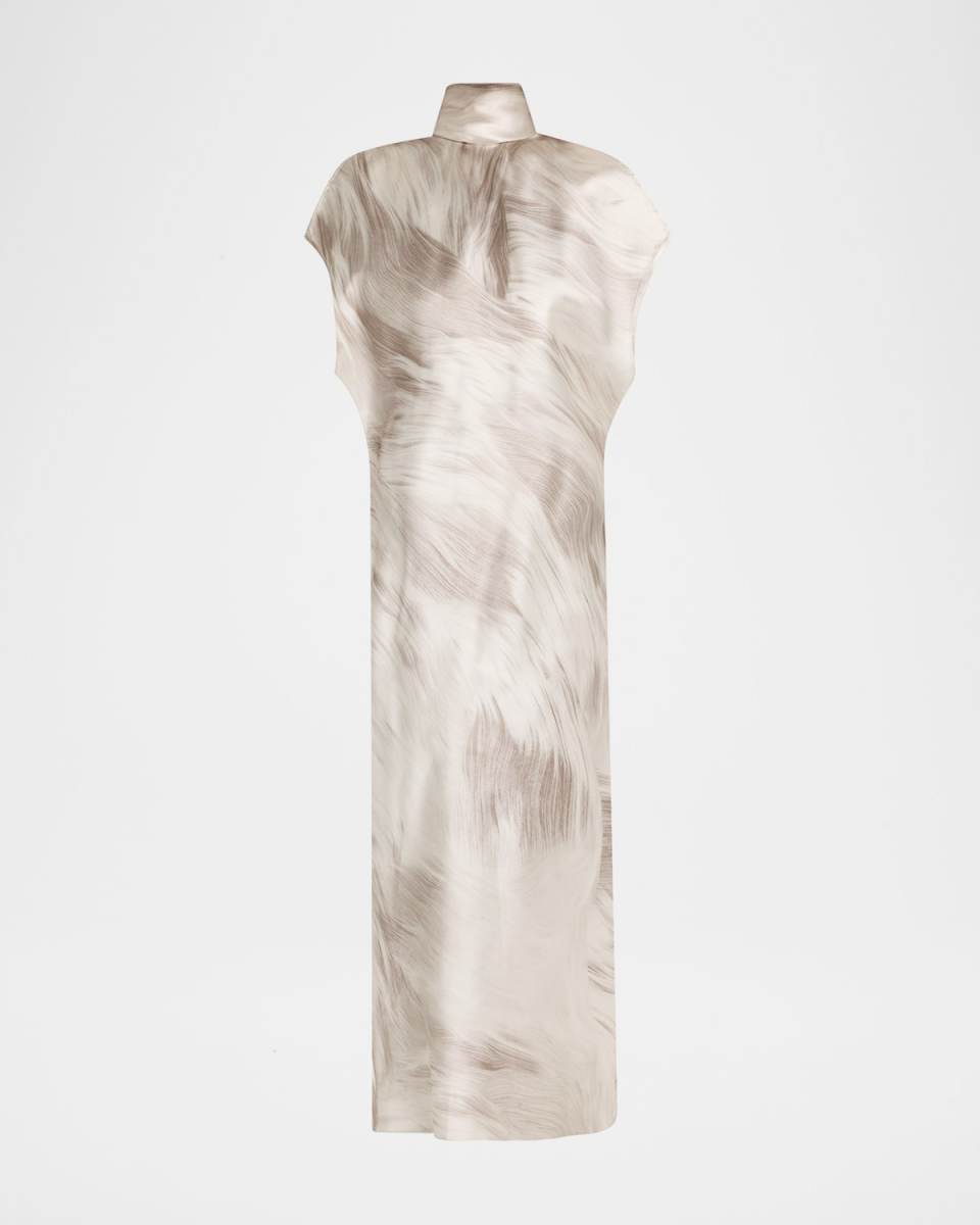 The Evie Neck-Scarf Midi Silk Dress