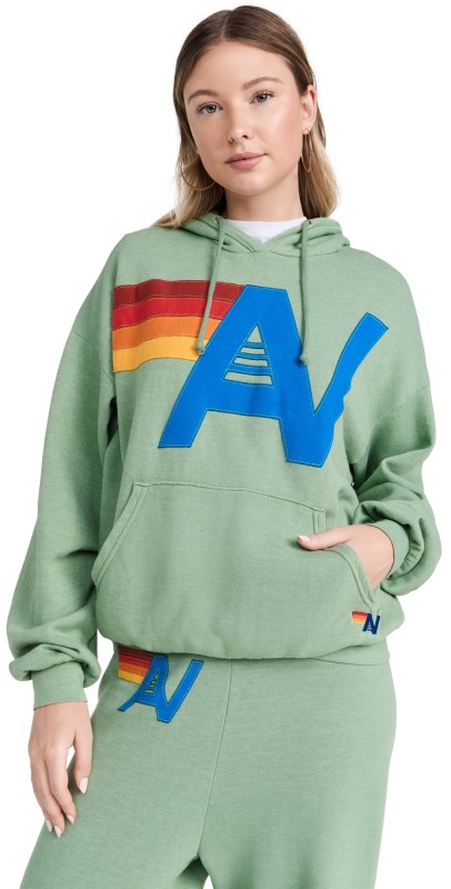 Aviator Nation Logo Stitch Pullover Hoodie White