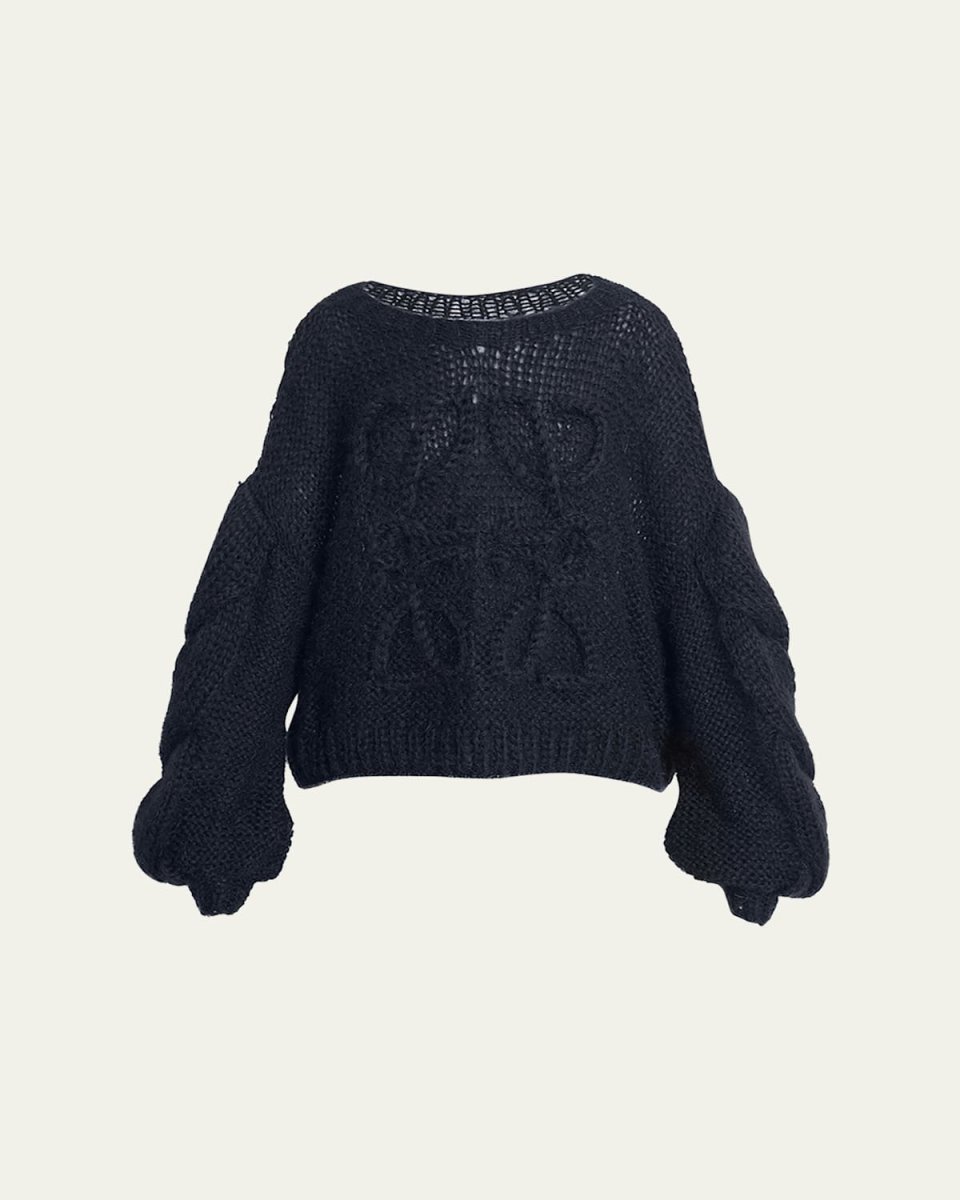 Anagram Cable-Knit Sleeve Sweater