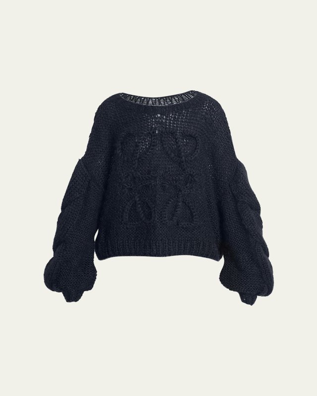 Anagram Cable-Knit Sleeve Sweater