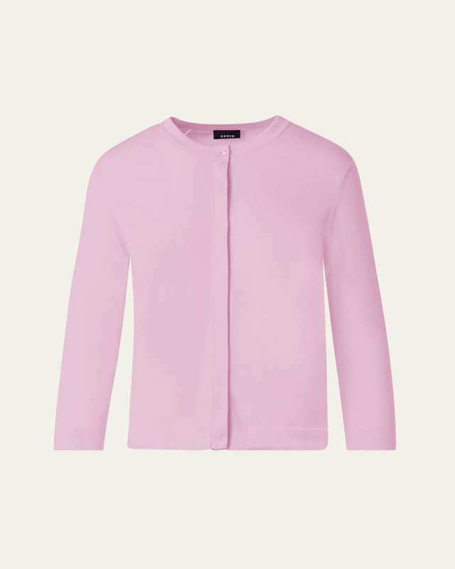 Sea Island Knit Cardigan with Hemstitch Detail