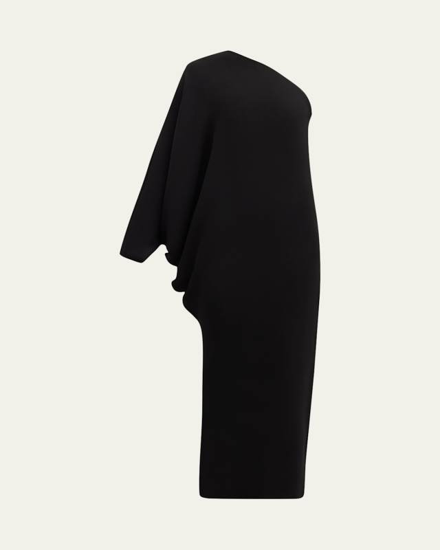 Mono One-Shoulder Dolman-Sleeve Maxi Dress