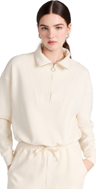 Sweaty Betty Sand Wash Funnel Neck Half Zip Studio White