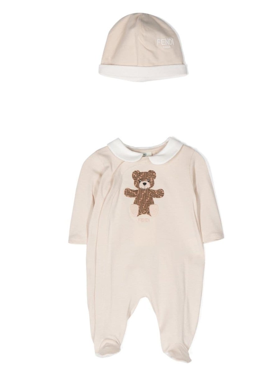 teddy bear-print babygrow set