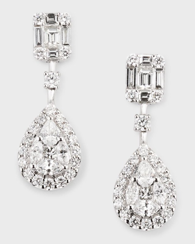 18K White Gold Multi Diamond Earrings, 1.66tcw