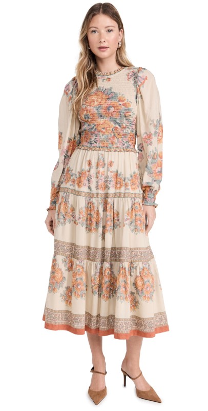 Sea Fiorella Border Print Smocked Dress Blossom