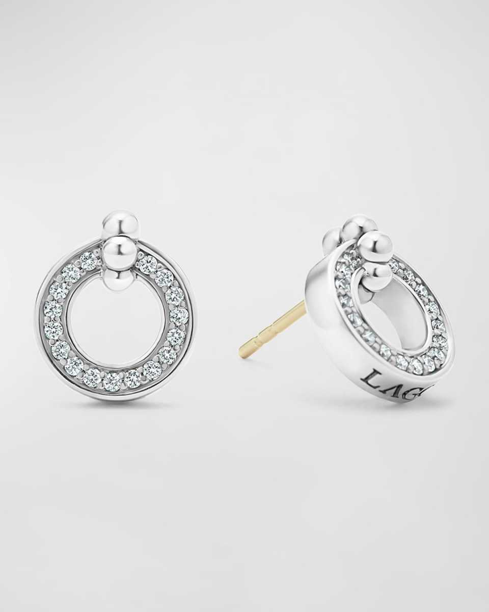 Caviar Spark Diamond Circle Caviar Beaded Stud Earrings