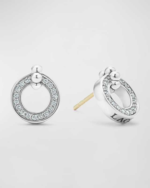 Caviar Spark Diamond Circle Caviar Beaded Stud Earrings