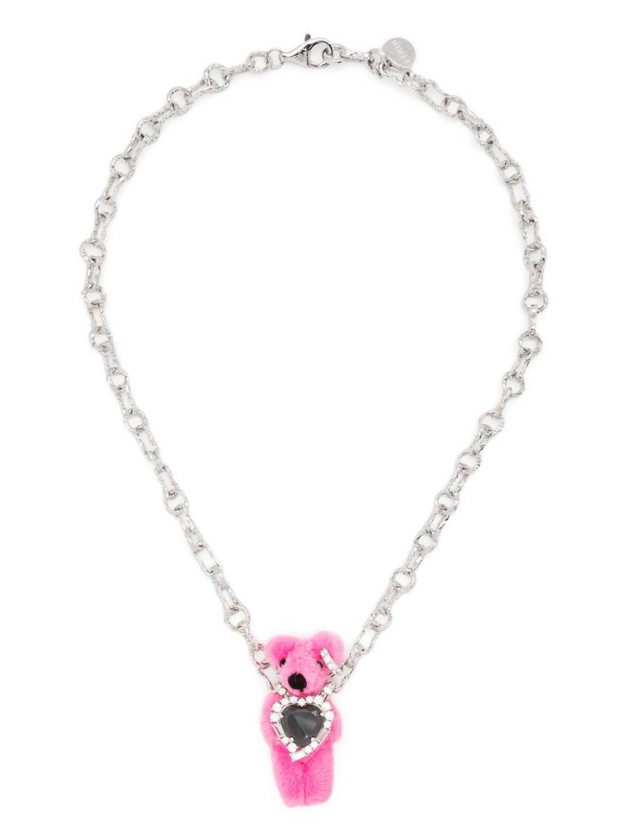 asymmetric heart bear necklace