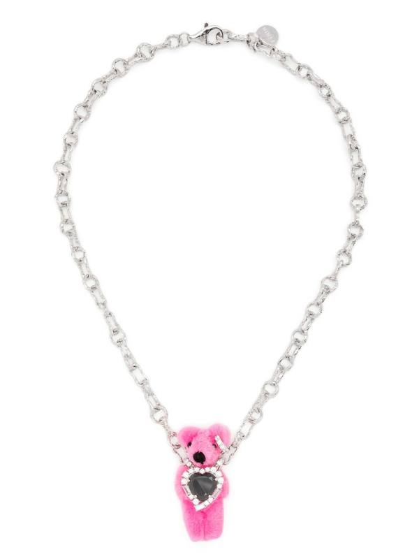 asymmetric heart bear necklace