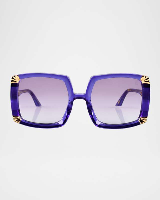 Strawberry Moon Square Acetate & Gold-Plated Steel Sunglasses